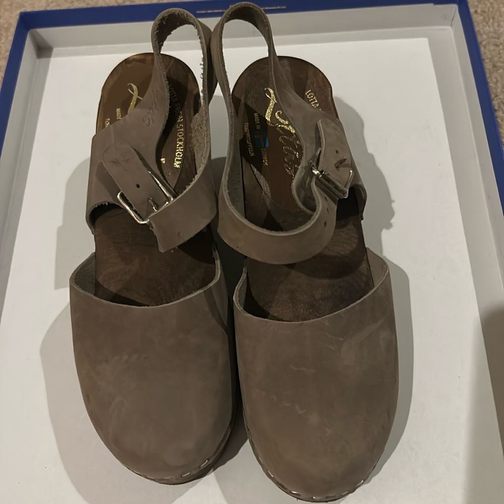 Swedish Taupe Mary Jane Clogs